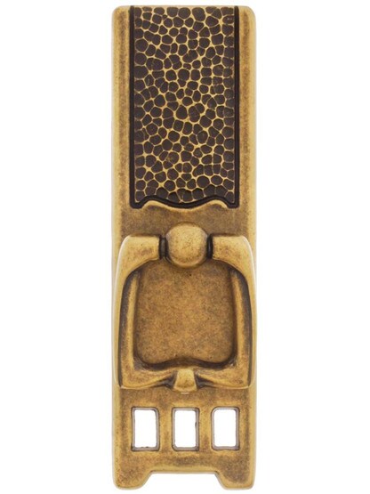 Roycroft Ring Pull With Tall Backplate In Antique Brass Dark